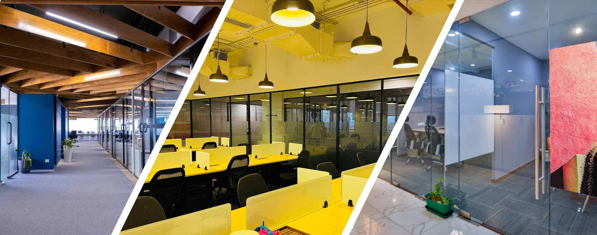 Spacious and modern Vertex office at The Skyview, featuring ergonomic workstations and bright lighting.